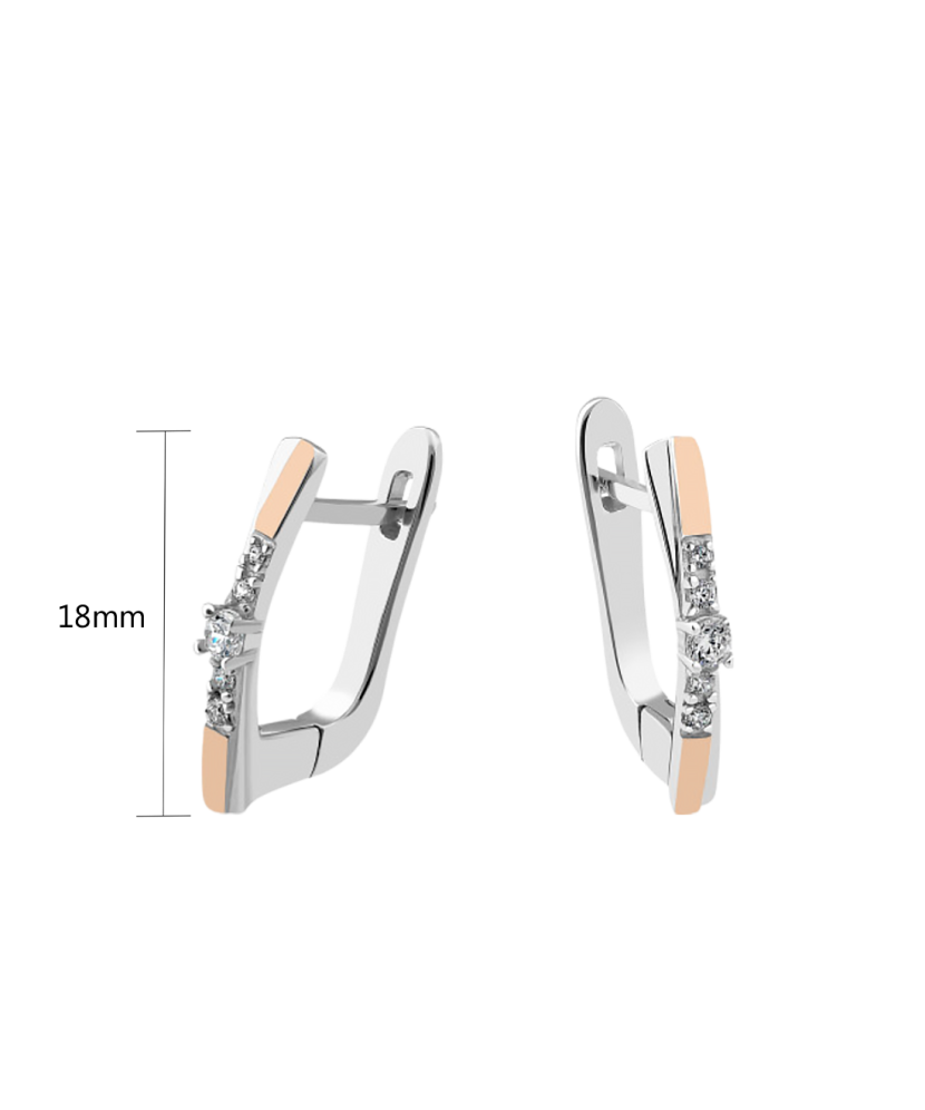 Sidabriniai auskarai dengti auksu su cirkoniais - Sidabriniai auskarai - Goldinga