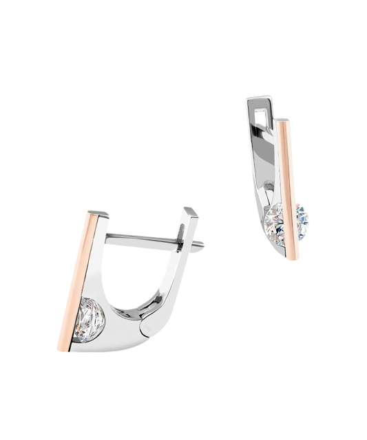 Sidabriniai auskarai dengti auksu su cirkoniais - Sidabriniai auskarai - Goldinga