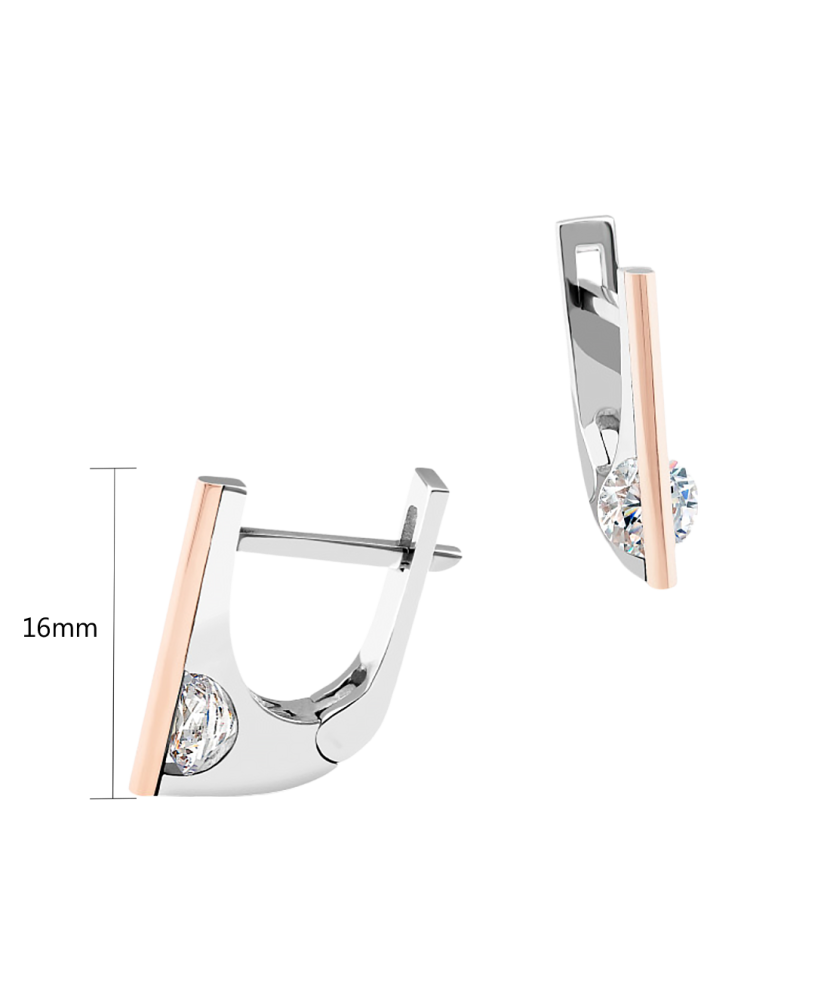 Sidabriniai auskarai dengti auksu su cirkoniais - Sidabriniai auskarai - Goldinga