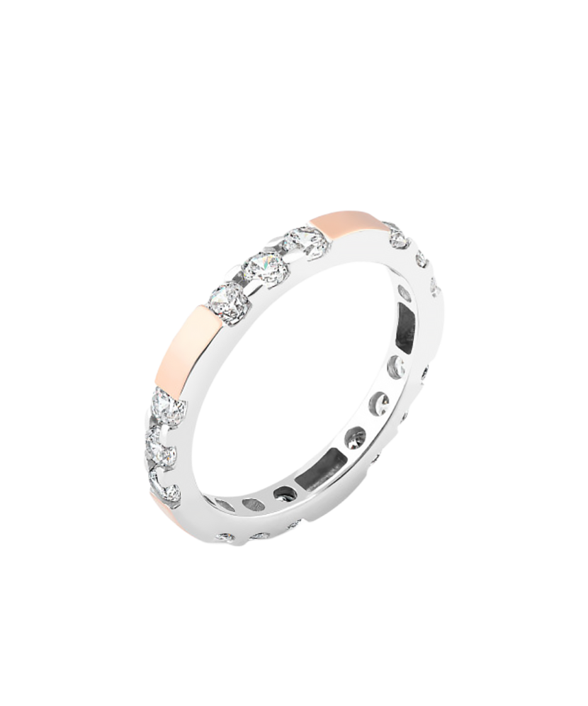 Sidabrinis žiedas dengtas auksu su cirkoniais - Sidabriniai žiedai - Goldinga