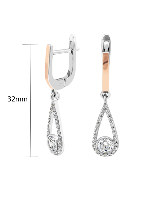 Sidabriniai auskarai dengti auksu su cirkoniais - Sidabriniai auskarai - Goldinga