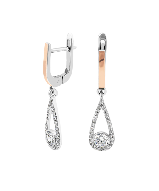 Sidabriniai auskarai dengti auksu su cirkoniais - Sidabriniai auskarai - Goldinga