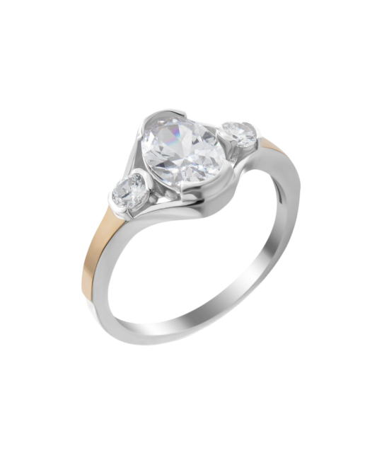 Sidabrinis žiedas Dengtas Auksu su cirkoniais  - Goldinga