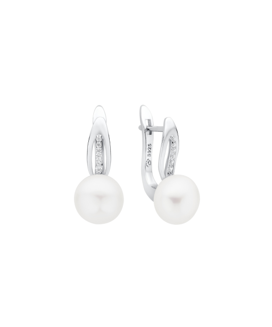 Sidabriniai auskarai su perlais ir cirkoniais  - Goldinga