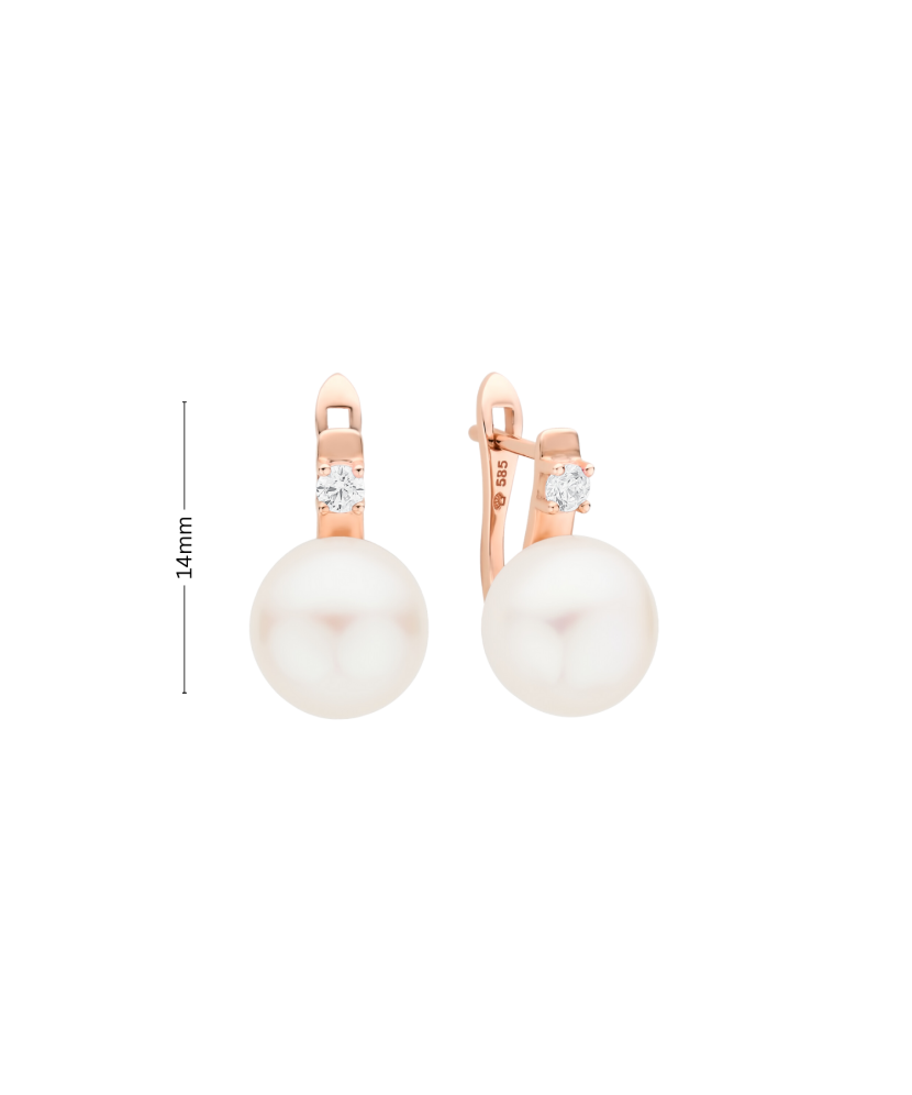 Auksiniai auskarai su perlais ir cirkoniu  - Goldinga