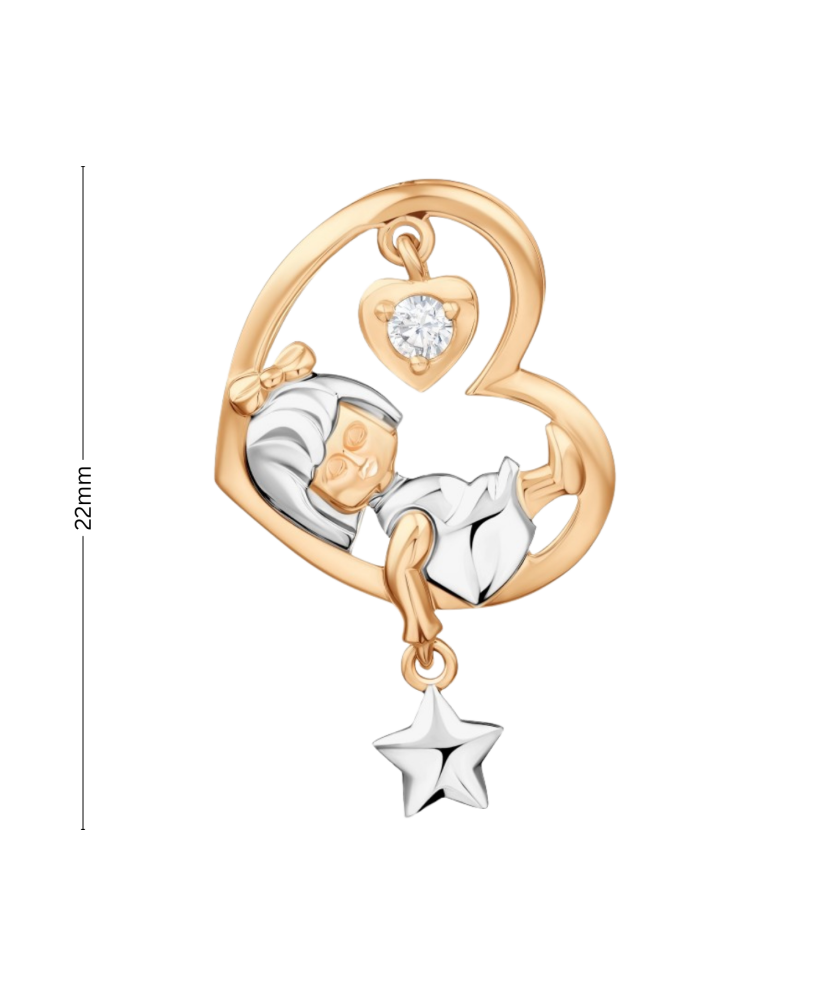 Auksinis pakabukas su cirkoniu "Mergaitė mėnulyje" - Auksiniai pakabukai - Goldinga