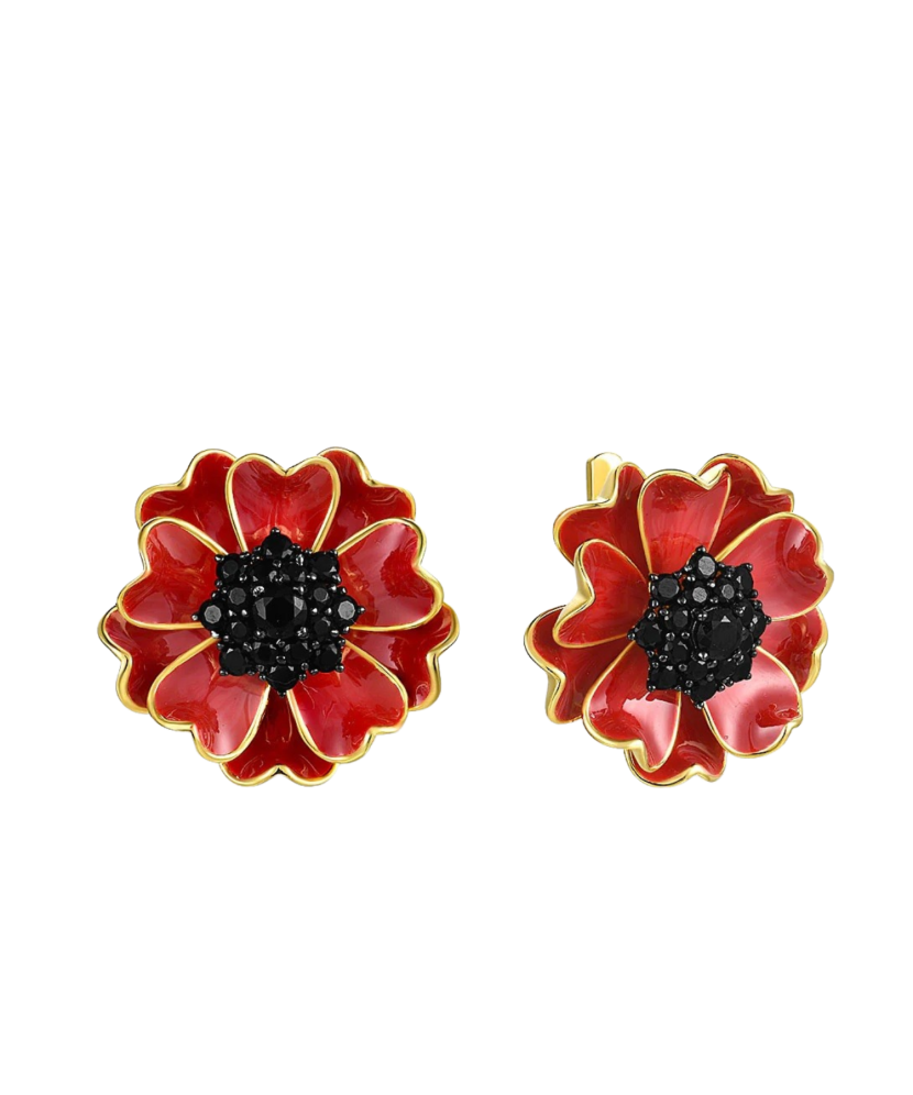 Paauksuoti sidabriniai auskarai su špineliais ir emale