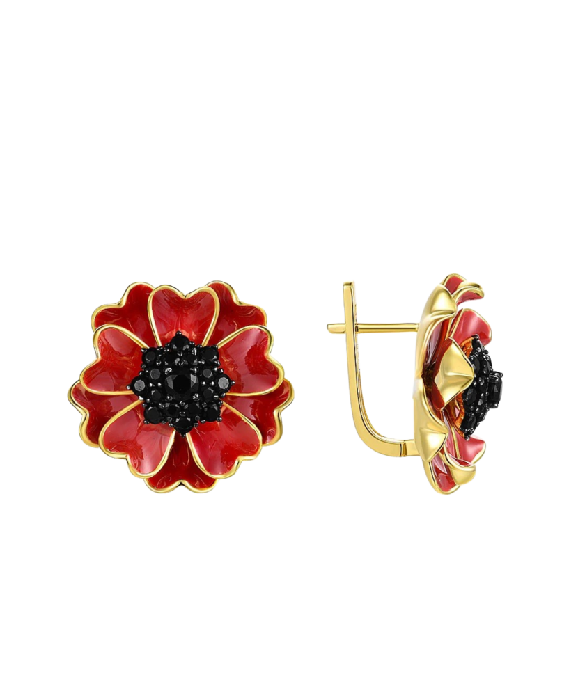 Paauksuoti sidabriniai auskarai su špineliais ir emale