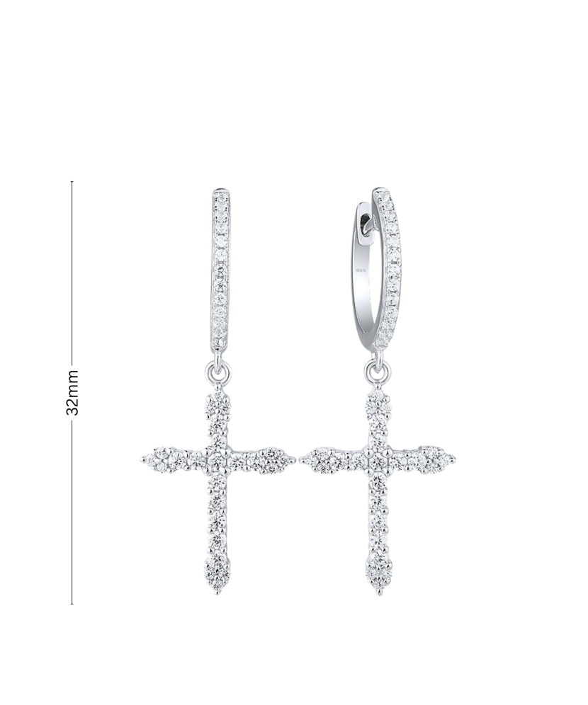 Sidabriniai auskarai su cirkoniais "Kryželiai"