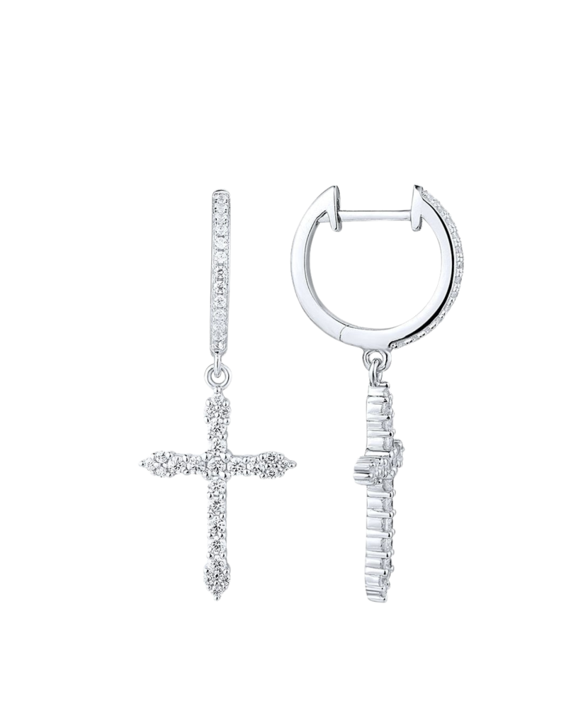 Sidabriniai auskarai su cirkoniais "Kryželiai"