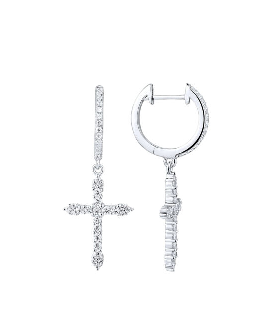 Sidabriniai auskarai su cirkoniais "Kryželiai"