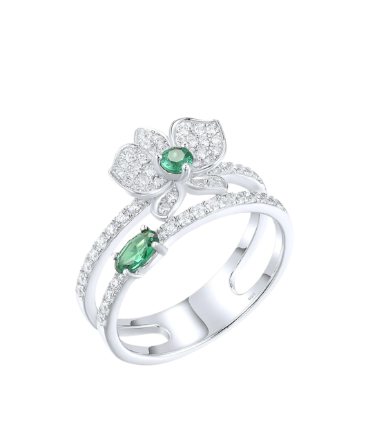 Sidabrinis žiedas su cirkoniais ir špineliais - Sidabriniai žiedai - Goldinga