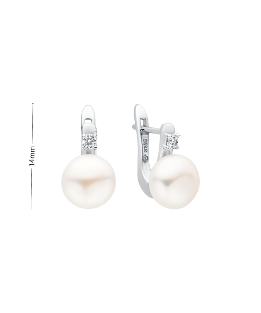 Sidabriniai Auskarai Su Perlais ir cirkoniais - Auskarai su perlais - Goldinga