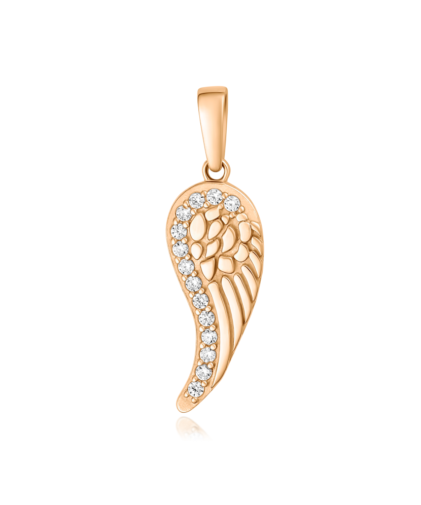 Auksinis pakabukas su cirkoniais "Angelo sparnas" - Auksiniai pakabukai - Goldinga