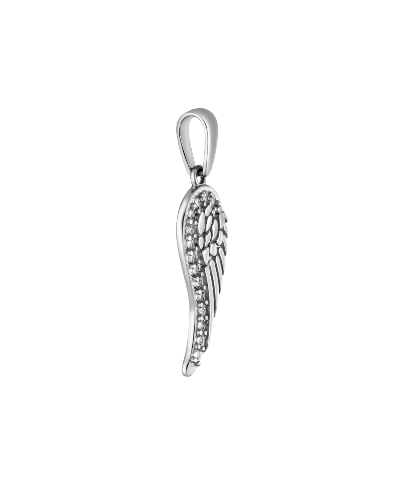 Balto aukso pakabukas su cirkoniais "Angelo sparnas" - Auksiniai pakabukai - Goldinga