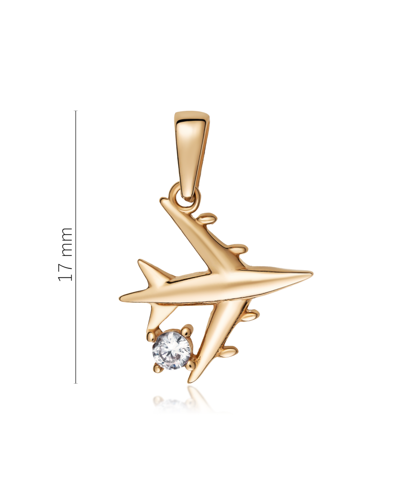Auksinis pakabukas su cirkoniais "Lėktuvas" - Auksiniai pakabukai - Goldinga
