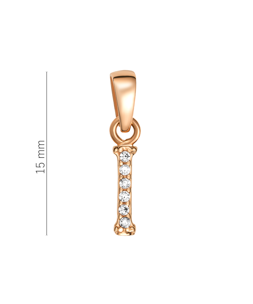 Auksinis pakabukas su cirkoniais raidė I - Auksiniai pakabukai - Goldinga