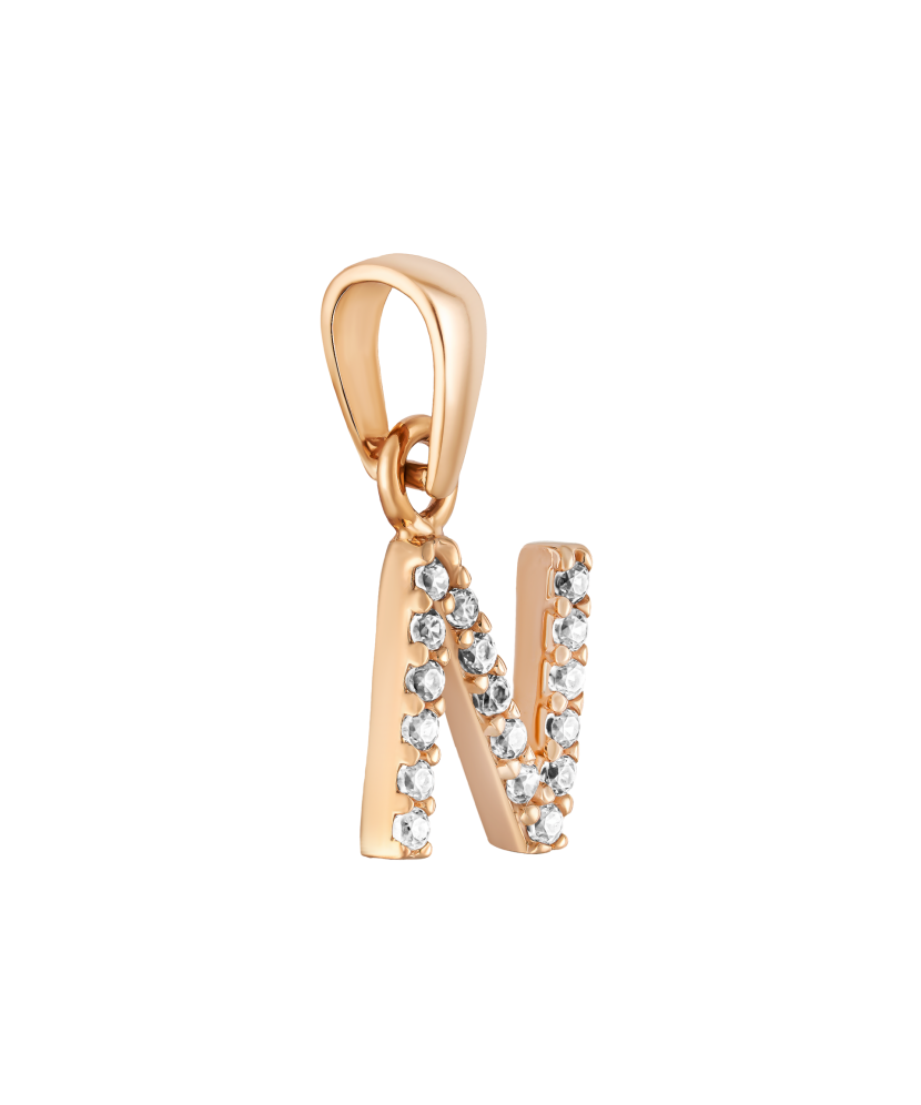 Auksinis pakabukas su cirkoniais raidė N - Auksiniai pakabukai - Goldinga