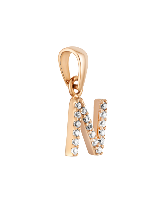 Auksinis pakabukas su cirkoniais raidė N - Auksiniai pakabukai - Goldinga