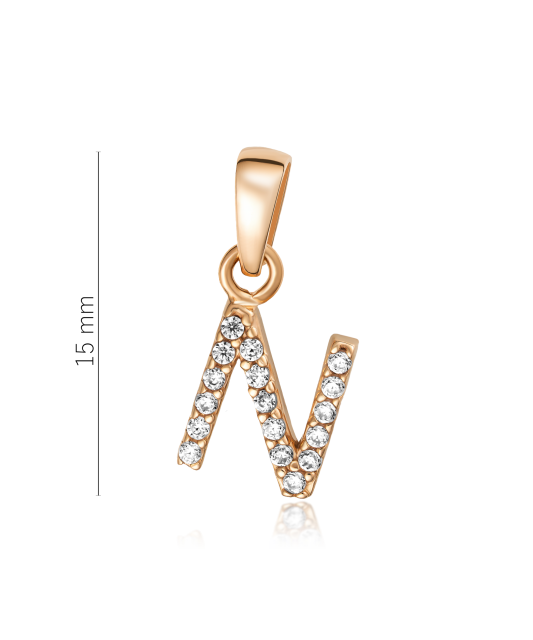 Auksinis pakabukas su cirkoniais raidė N - Auksiniai pakabukai - Goldinga