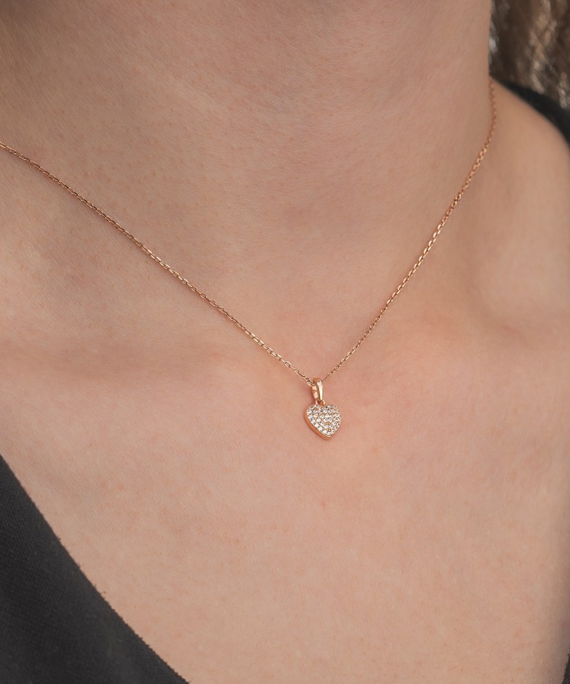 Auksinis pakabukas su cirkoniais "Širdelė" - Auksiniai pakabukai - Goldinga