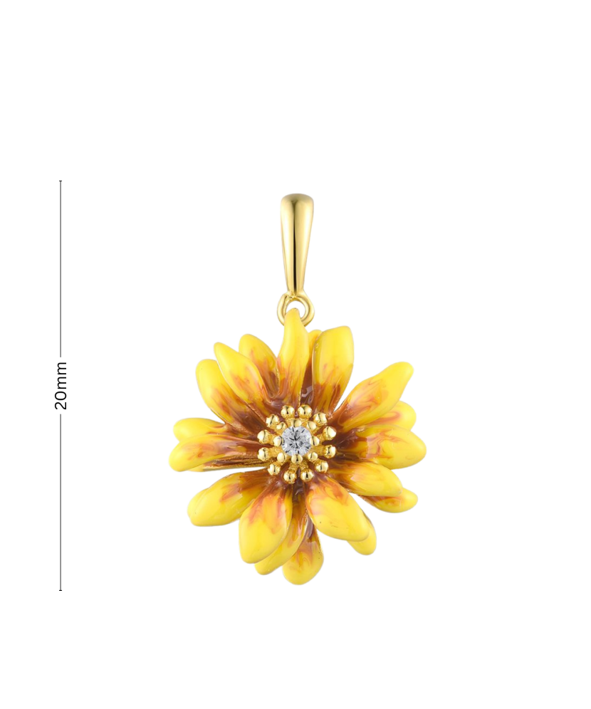 Paauksuotas sidabrinis pakabukas su emale ir cirkonius - Sidabriniai pakabukai - Goldinga