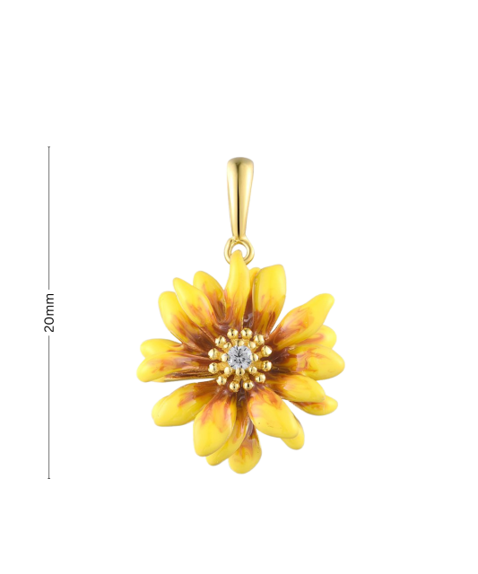 Paauksuotas sidabrinis pakabukas su emale ir cirkonius - Sidabriniai pakabukai - Goldinga