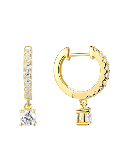 Paauksuoti sidabriniai auskarai su cirkoniais - Sidabriniai auskarai - Goldinga