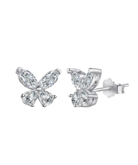 Sidabriniai auskarai su cirkoniais "Drugeliai" - Sidabriniai auskarai - Goldinga