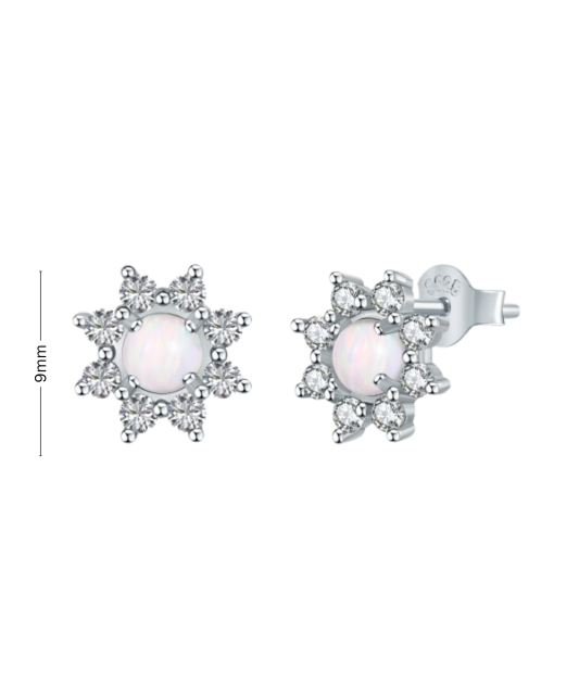 Sidabriniai auskarai su cirkoniais ir opalu