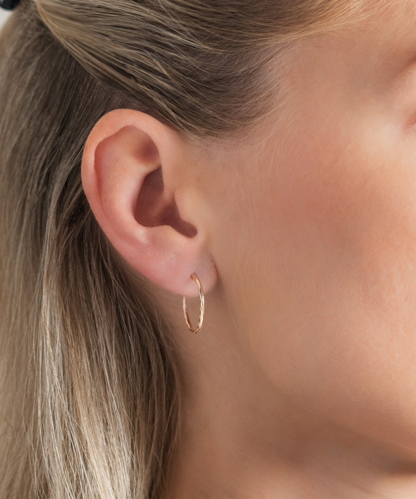 Auksiniai graviruoti auskarai rinkutės 15mm - Auksiniai auskarai - Goldinga