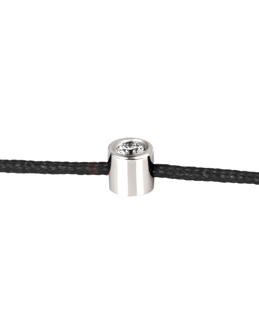 Juodo siūlo apyrankė su deimantu ir baltu auksu 0.03ct - Siūlų apyrankės su auksu - Goldinga