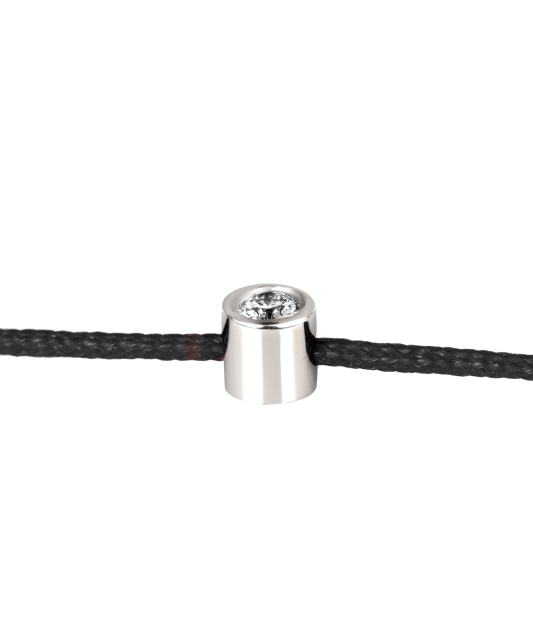 Juodo siūlo apyrankė su deimantu ir baltu auksu 0.03ct - Siūlų apyrankės su auksu - Goldinga