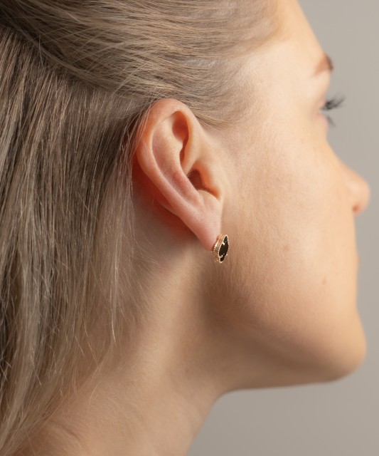 Auksiniai auskarai su emale 12mm - Auksiniai auskarai - Goldinga