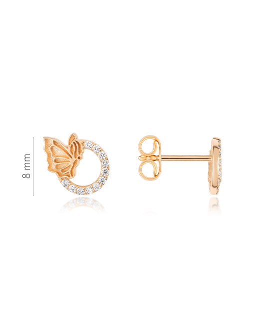 Auksiniai auskarai su cirkoniais "Drugelis" - Auksiniai auskarai - Goldinga