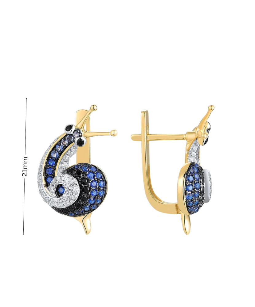 Paauksuoti Sidabriniai auskarai su cirkoniais ir špineliais - Sidabriniai auskarai - Goldinga