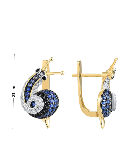 Paauksuoti Sidabriniai auskarai su cirkoniais ir špineliais - Sidabriniai auskarai - Goldinga