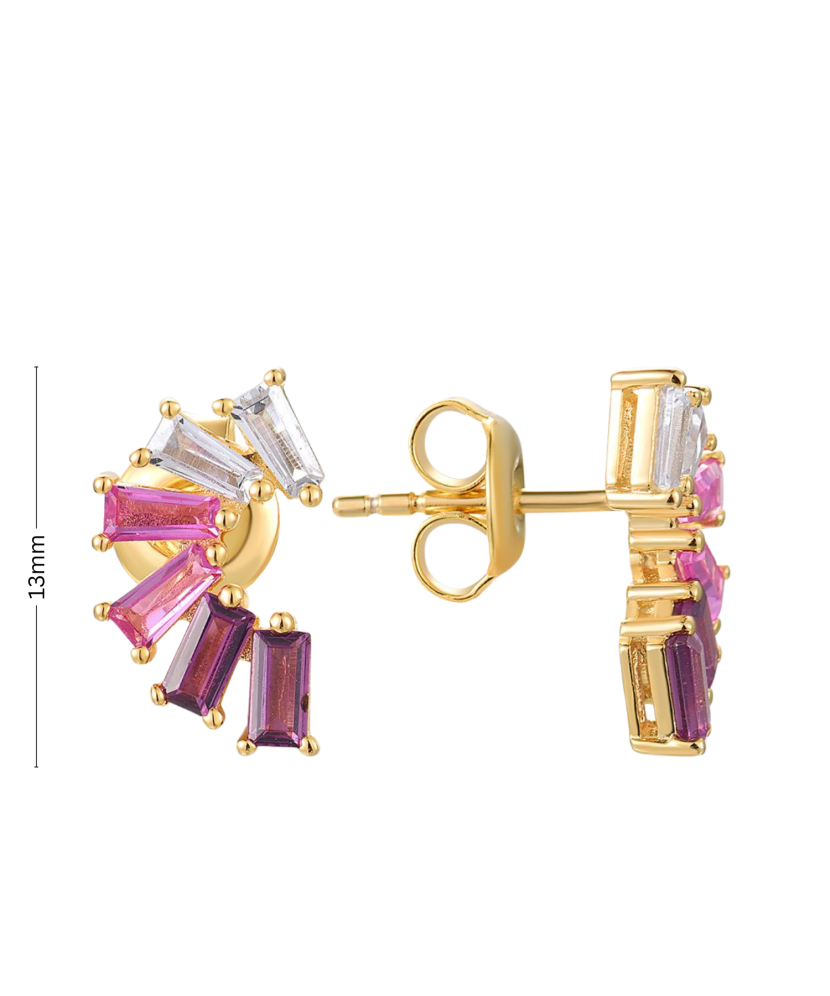 Paauksuoti Sidabriniai auskarai su nano safyru ir cirkoniais - Sidabriniai auskarai - Goldinga