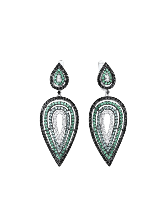 Sidabriniai auskarai su cirkoniais ir špineliais - Sidabriniai auskarai - Goldinga