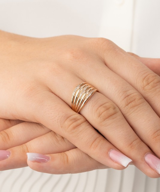 Auksinis žiedas su cirkoniais