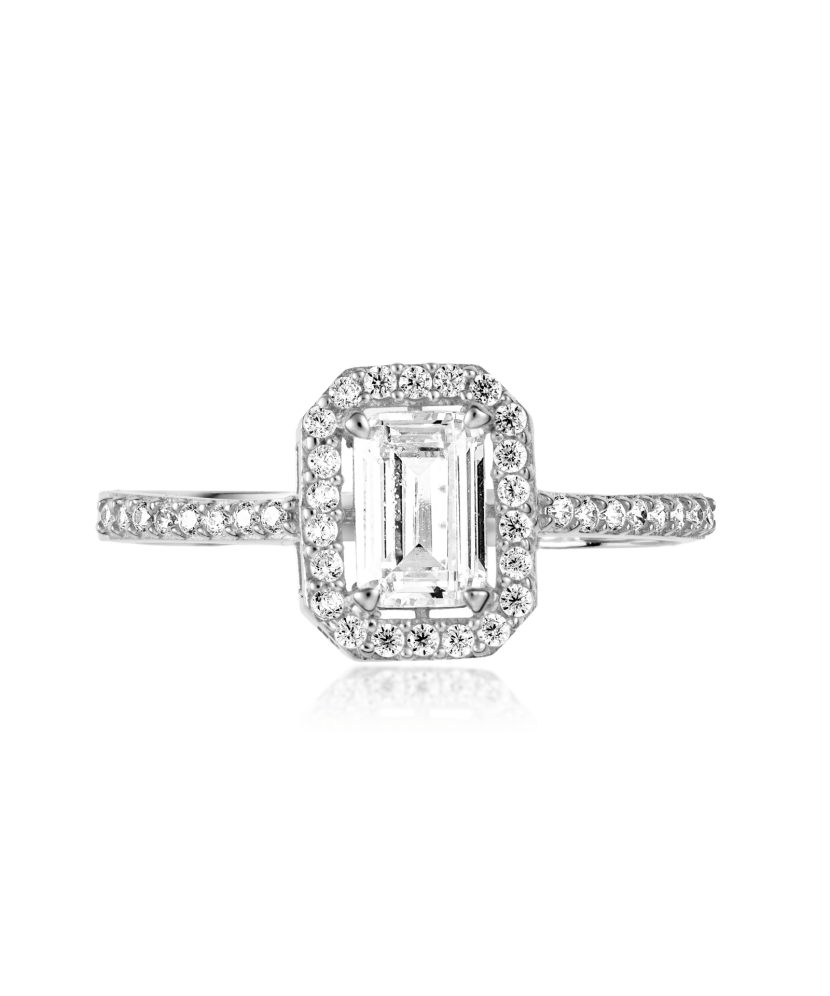 Balto aukso žiedas su cirkoniais