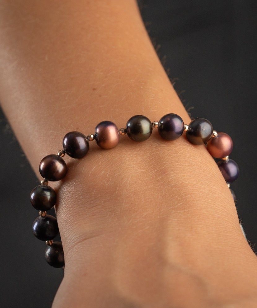 Perlų apyrankė su auksais - Perlų apyrankės - Goldinga