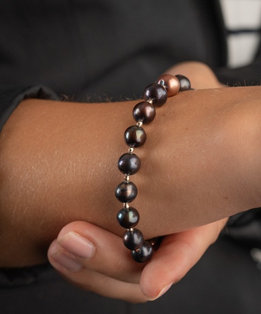 Perlų apyrankė su auksais - Perlų apyrankės - Goldinga