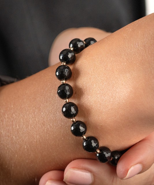 Auksinė apyrankė su oniksais 8mm - Auksinės apyrankės - Goldinga