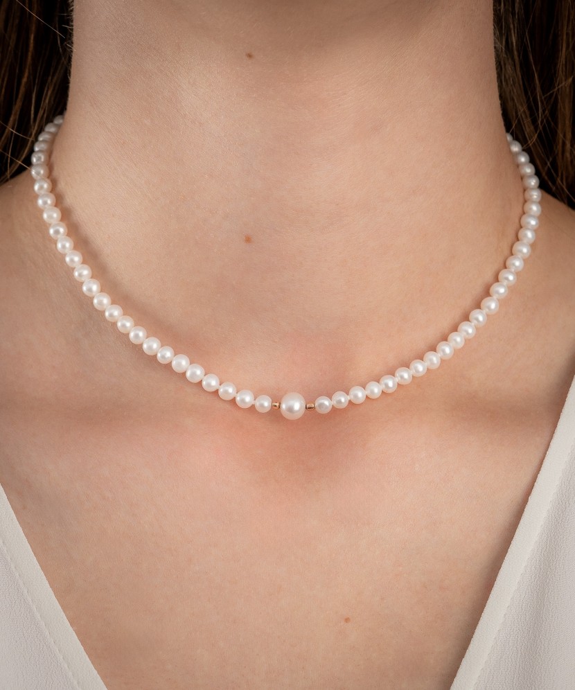 Perlų vėrinys su auksu - Perlų vėriniai - Goldinga