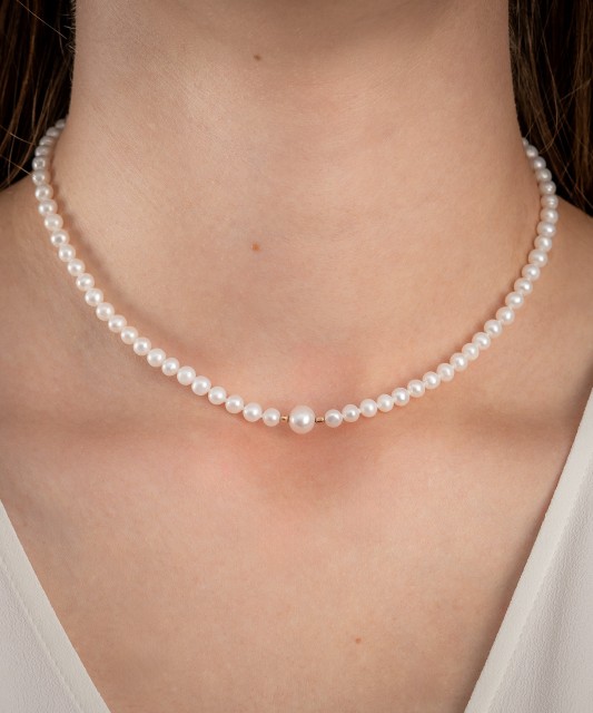 Perlų vėrinys su auksu - Perlų vėriniai - Goldinga