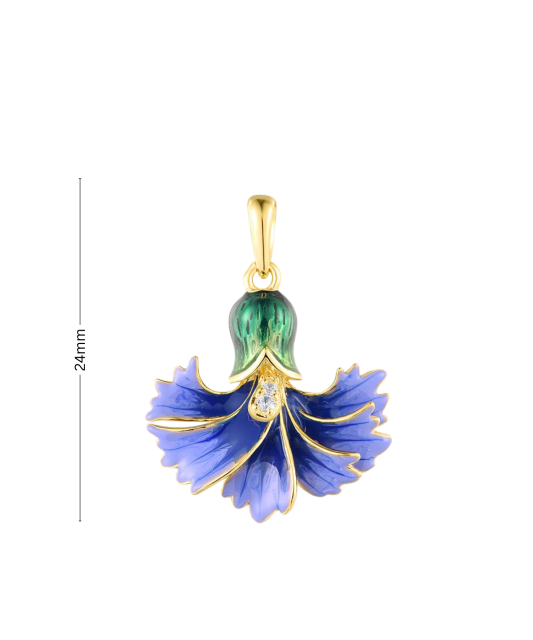 Paauksuotas Sidabrinis pakabukas su emale ir cirkoniais - Sidabriniai pakabukai - Goldinga