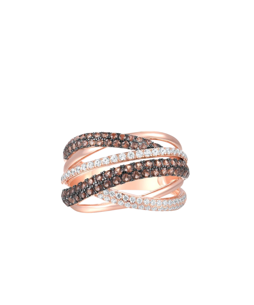 Paauksuotas sidabrinis žiedas su cirkoniais