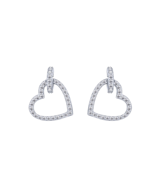 Sidabriniai auskarai su cirkoniais "Širdelės" - Sidabriniai auskarai - Goldinga