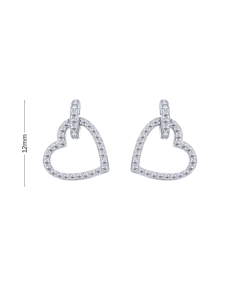 Sidabriniai auskarai su cirkoniais "Širdelės" - Sidabriniai auskarai - Goldinga